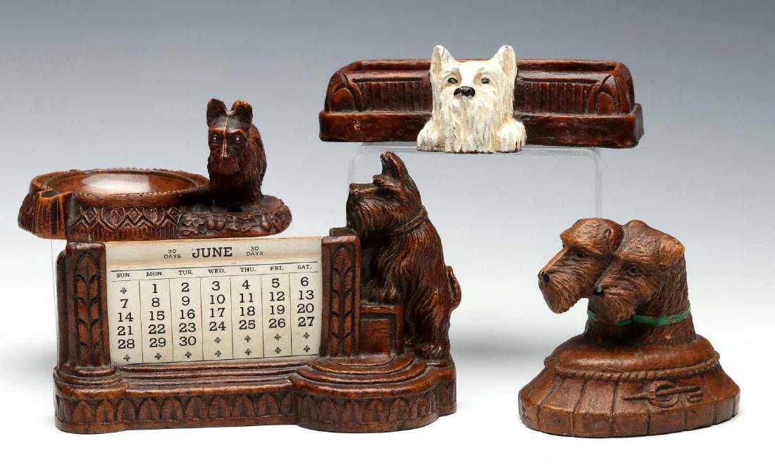 A COLLECTION OF SYROCO WOOD DESK ITEMS WITH DOGS (1 of 9)