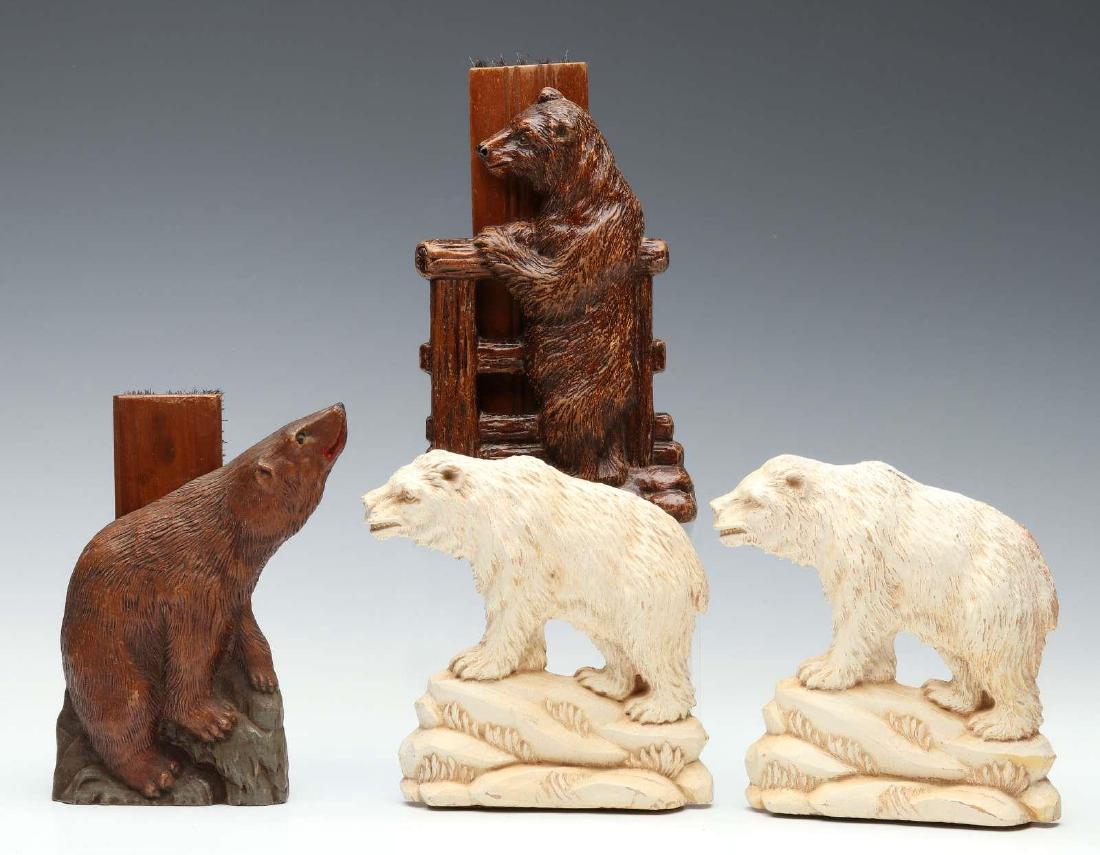 SYROCO WOOD BOOKENDS AND BRUSH HOLDERS WITH BEARS (1 of 7)
