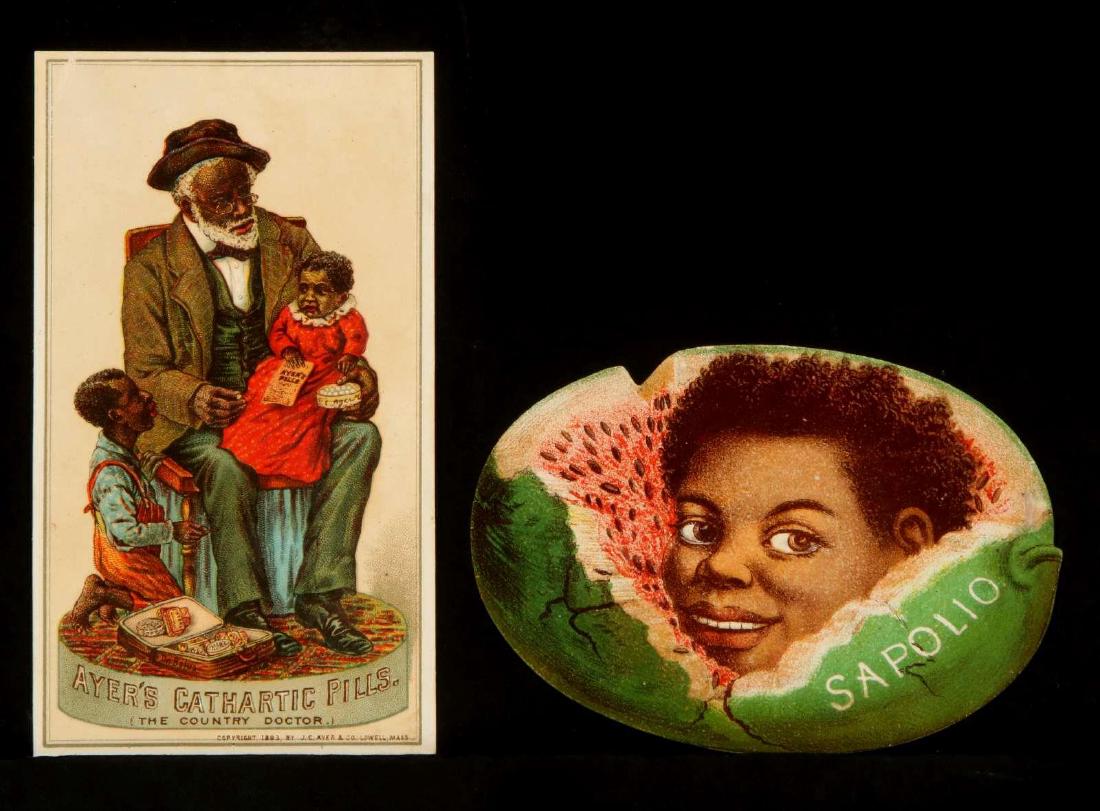 TWO BLACK AMERICANA THEME TRADE CARDS (1 of 6)
