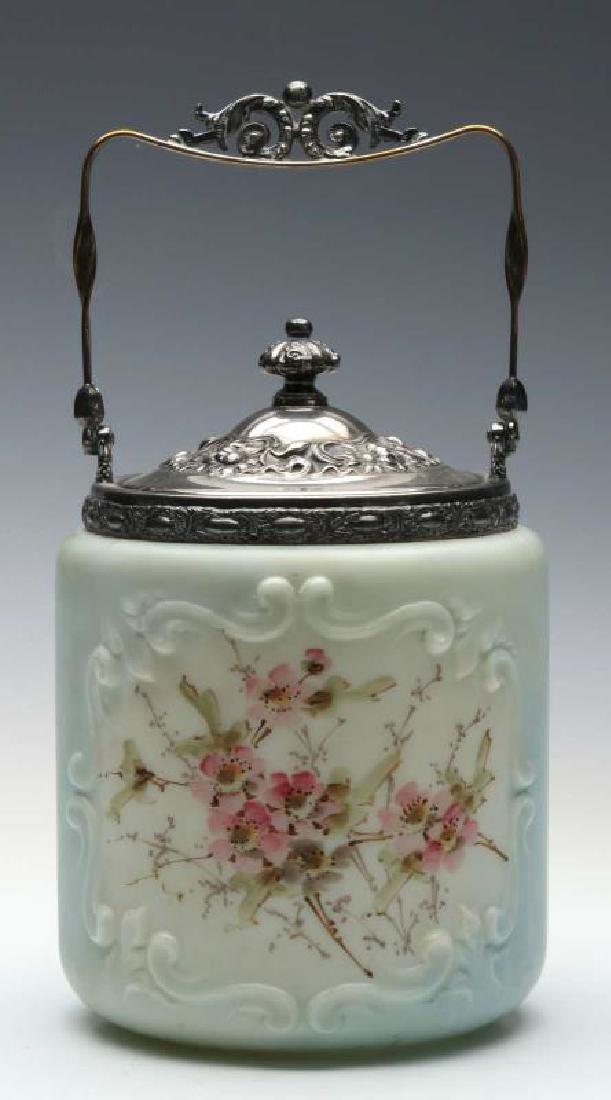 A GOOD WAVE CREST BISCUIT JAR WITH SILVER MOUNTS (1 of 9)