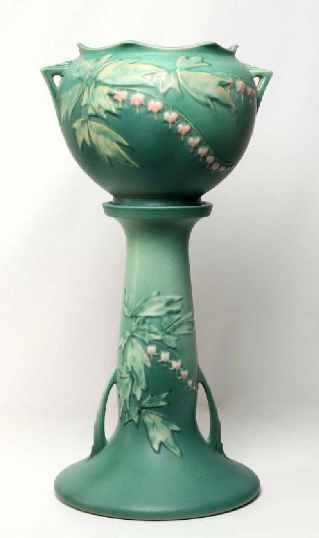 A ROSEVILLE BLEEDING HEART JARDINERE AND PEDESTAL (1 of 13)