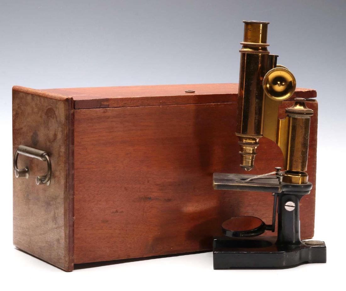 AN ANTIQUE BAUSCH AND LOMB BRASS TUBE MICROSCOPE (1 of 7)