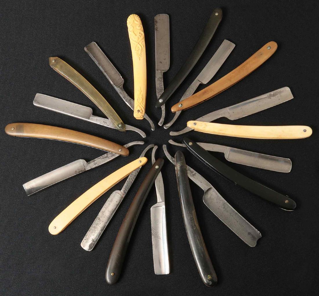 LOT OF TEN STRAIGHT RAZORS: Includes blades marked Otto Willms, H. Hegener, Old Faithful, etc. Variety of handles. We happily provide seamless in-house packing and shipping services on nearly everything we sell.