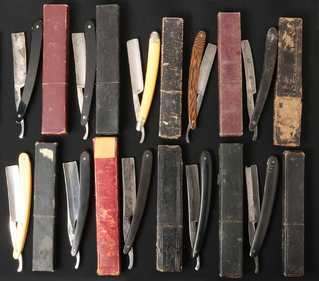 LOT OF TEN STRAIGHT RAZORS WITH BOXES (1 of 10)