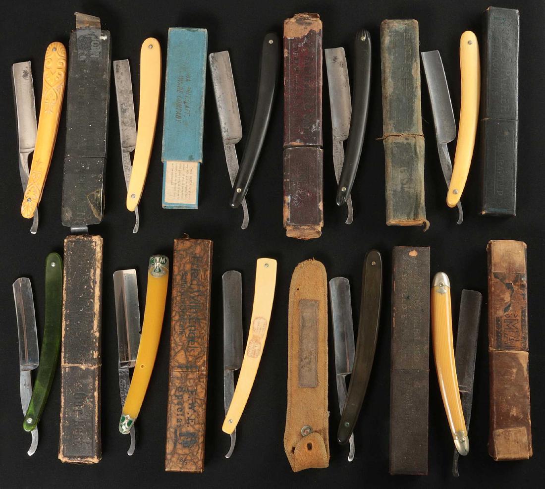 LOT OF TEN STRAIGHT RAZORS WITH BOXES (1 of 10)