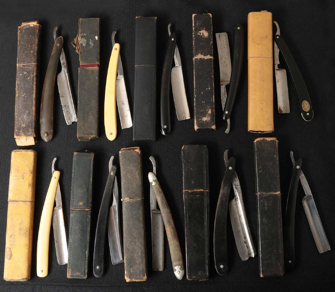 LOT OF TEN STRAIGHT RAZORS WITH BOXES (1 of 10)