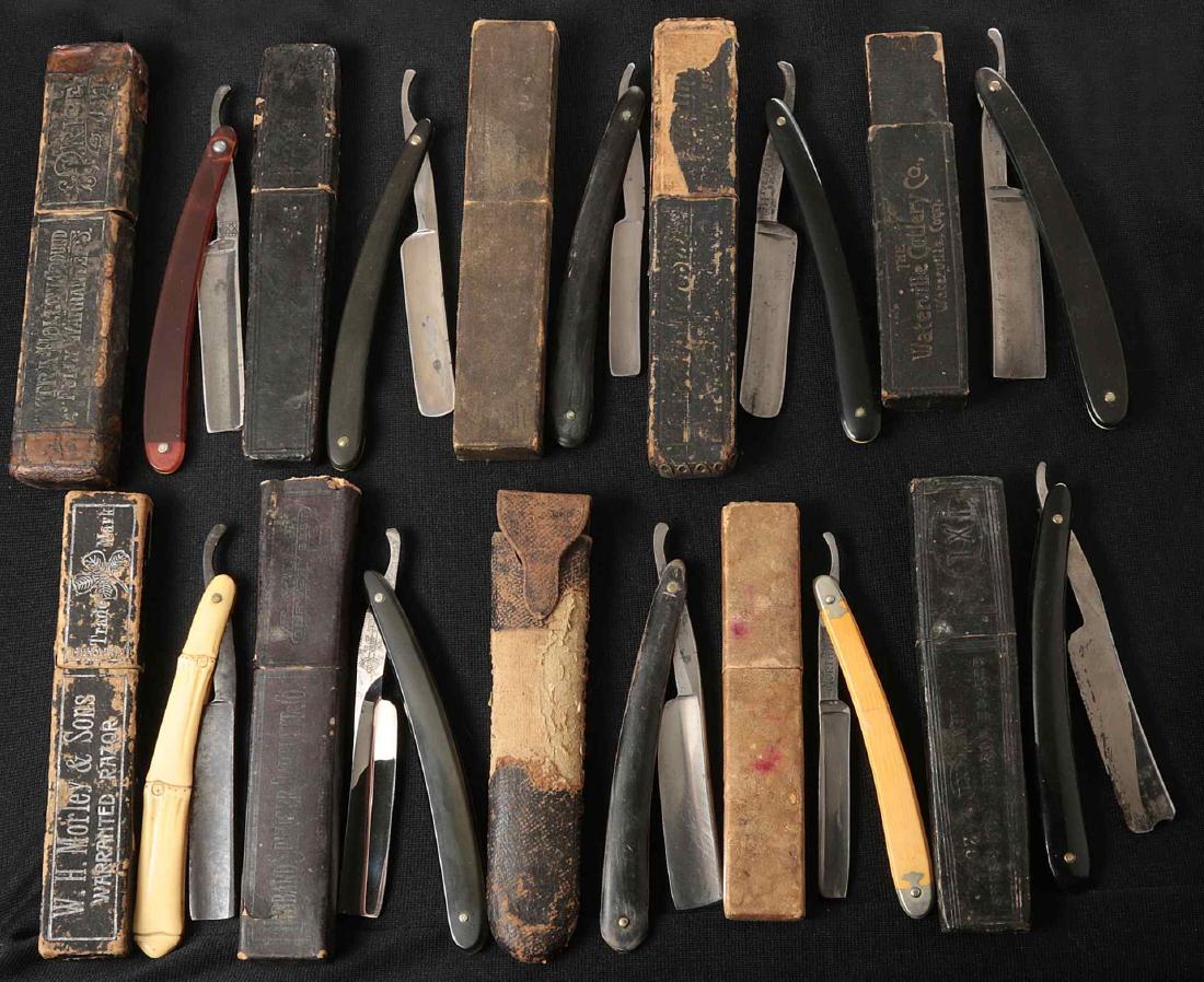 LOT OF TEN STRAIGHT RAZORS WITH BOXES (1 of 10)