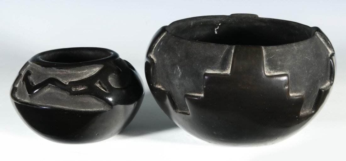 A SANTA CLARA PUEBLO POTTERY VASE PLUS ANOTHER (1 of 8)
