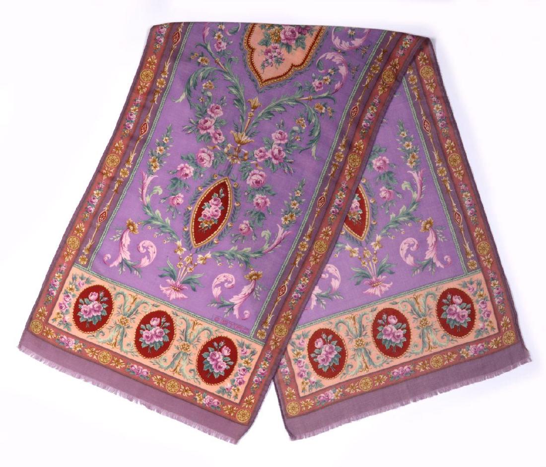AN ETRO ITALIAN SILK SCARF: A multi-colored printed scarf with fringed ends, made in Italy. Measures 16.5 x 54 inches. We happily provide seamless in-house packing and shipping services on nearly everything we sell.