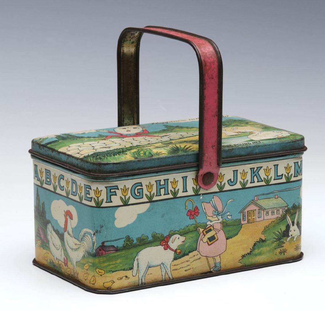 A CIRCA 1920 TIN LITHO NURSERY RHYME LUNCH PAIL (1 of 5)