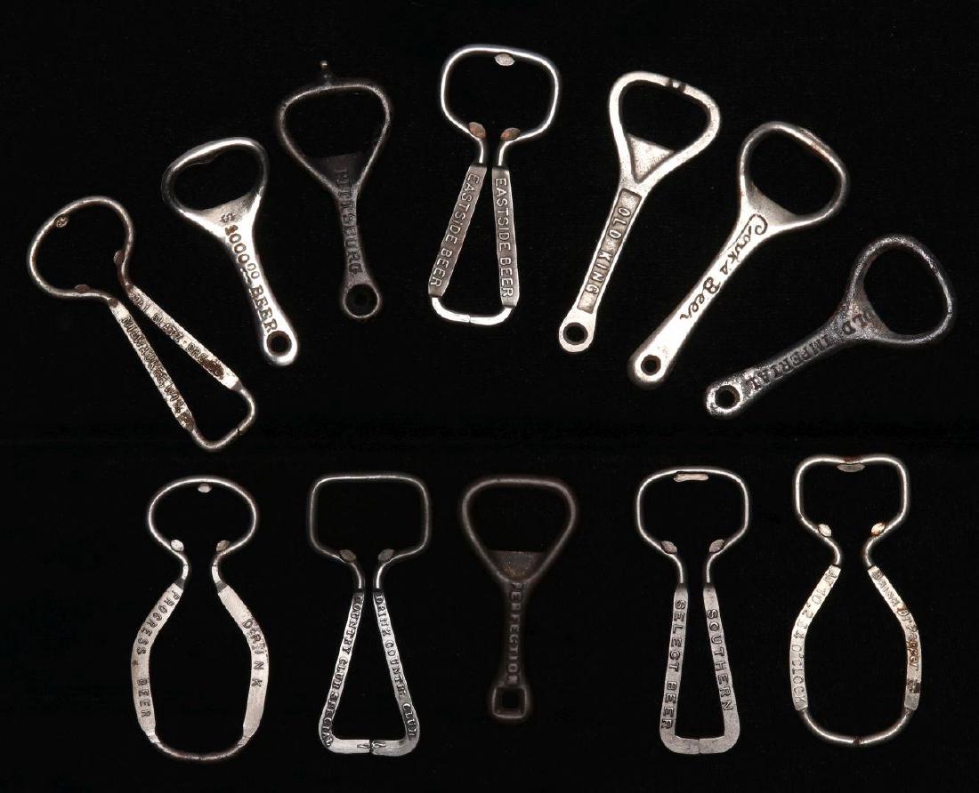 TWELVE VINTAGE BEER ADVERTISING BOTTLE OPENERS: Circa 1930's, approximately 3.5 to 4 inches each. Measure an average of 3.25 inches each. We happily provide seamless in-house packing and shipping services on nearly everything we sell.