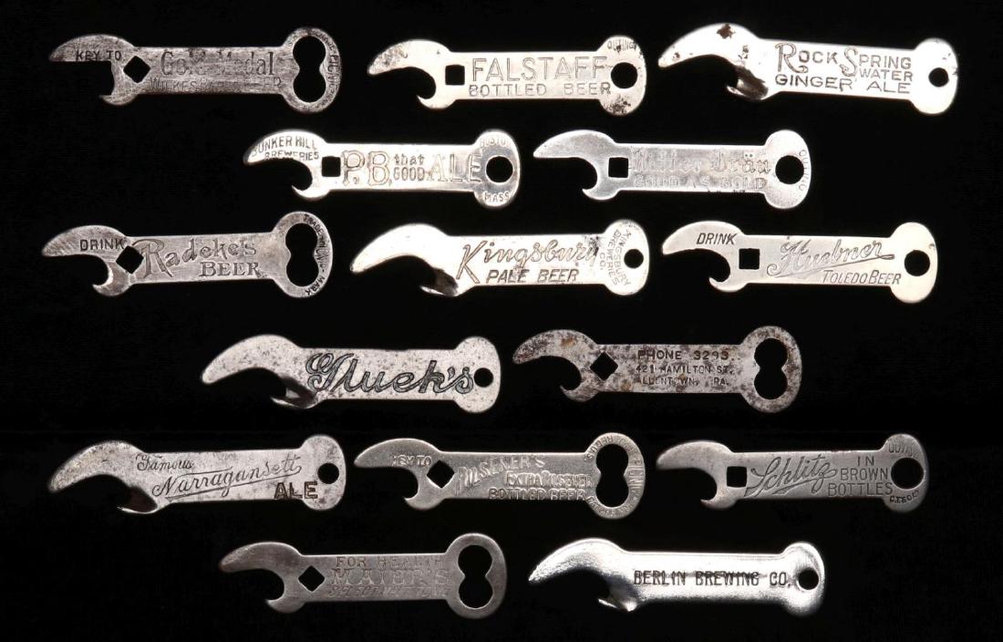 FIFTEEN VINTAGE BEER AND ALE ADVERTISING BOTTLE OP: Measure an average of 3 inches each. We happily provide seamless in-house packing and shipping services on nearly everything we sell.
