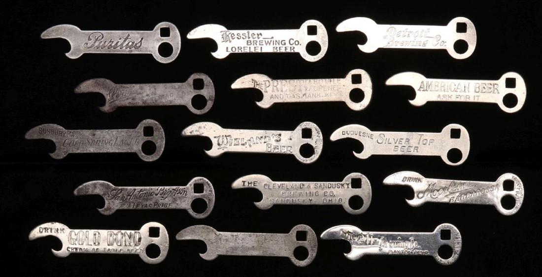FIFTEEN VINTAGE BEER AND ALE ADVERTISING BOTTLE OP: Measure an average of 3 inches each. We happily provide seamless in-house packing and shipping services on nearly everything we sell.