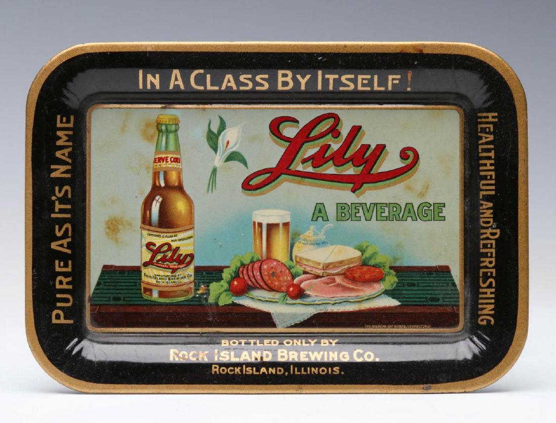 ROCK ISLAND BREWING LILY BEER TIN ADVERTISING TRAY (1 of 4)