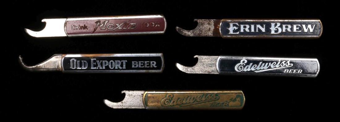MOXIE AND OTHER SLIDE BOTTLE OPENERS INCL BEER ADV (1 of 4)