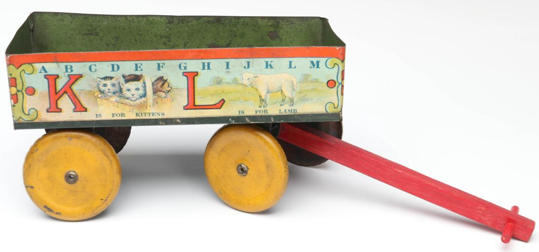 A CIRCA 1890 TIN LITHO TOY WAGON WITH ALPHABET (1 of 6)