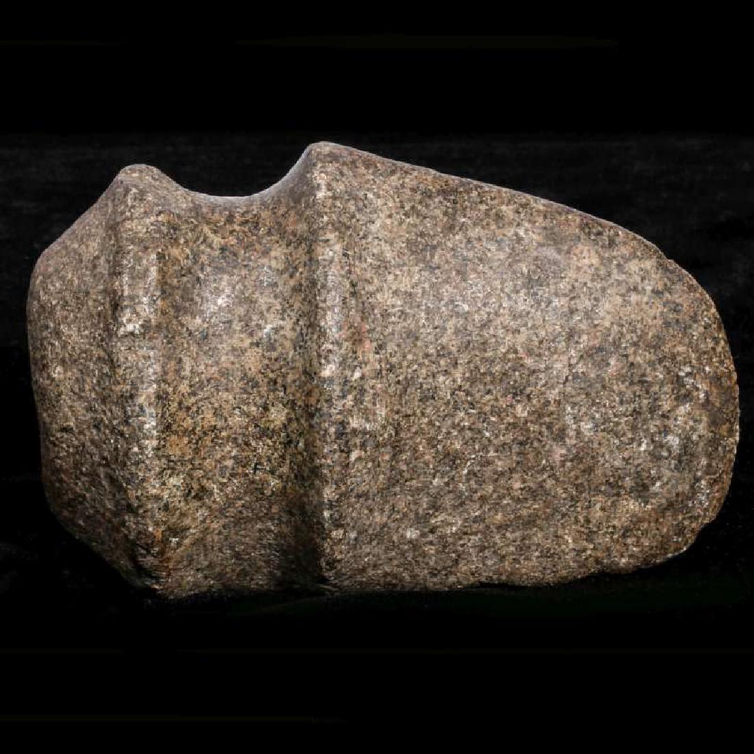 A 3/4 GROOVE STONE AXE HEAD: A granite 3/4 groove stone axe with a nice, deep, well-defined groove. Measures 3.25 x 6 x 4 inches. We happily provide seamless in-house packing and shipping services on nearly everything we sell.