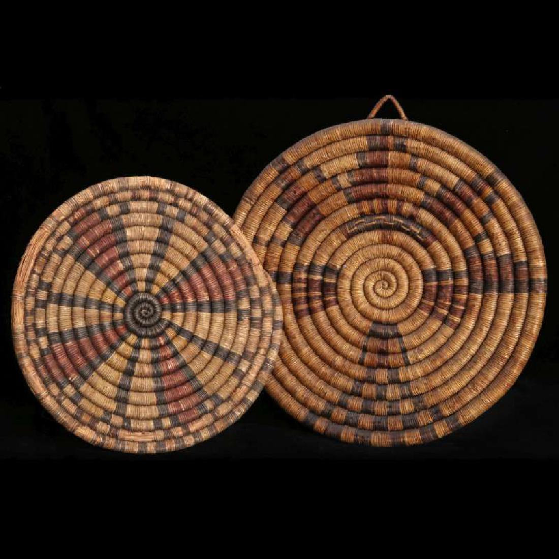 TWO HOPI COILED BASKETRY PLAQUES OR MATS (1 of 10)
