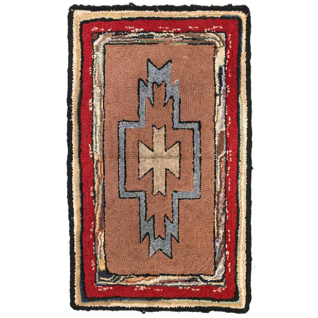 A VINTAGE HOOKED RUG IN THE STYLE OF A NAVAJO RUG (1 of 10)