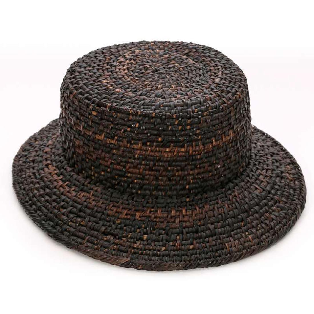 AN INTERESTING NATIVE WOVEN BASKETRY HAT (1 of 8)