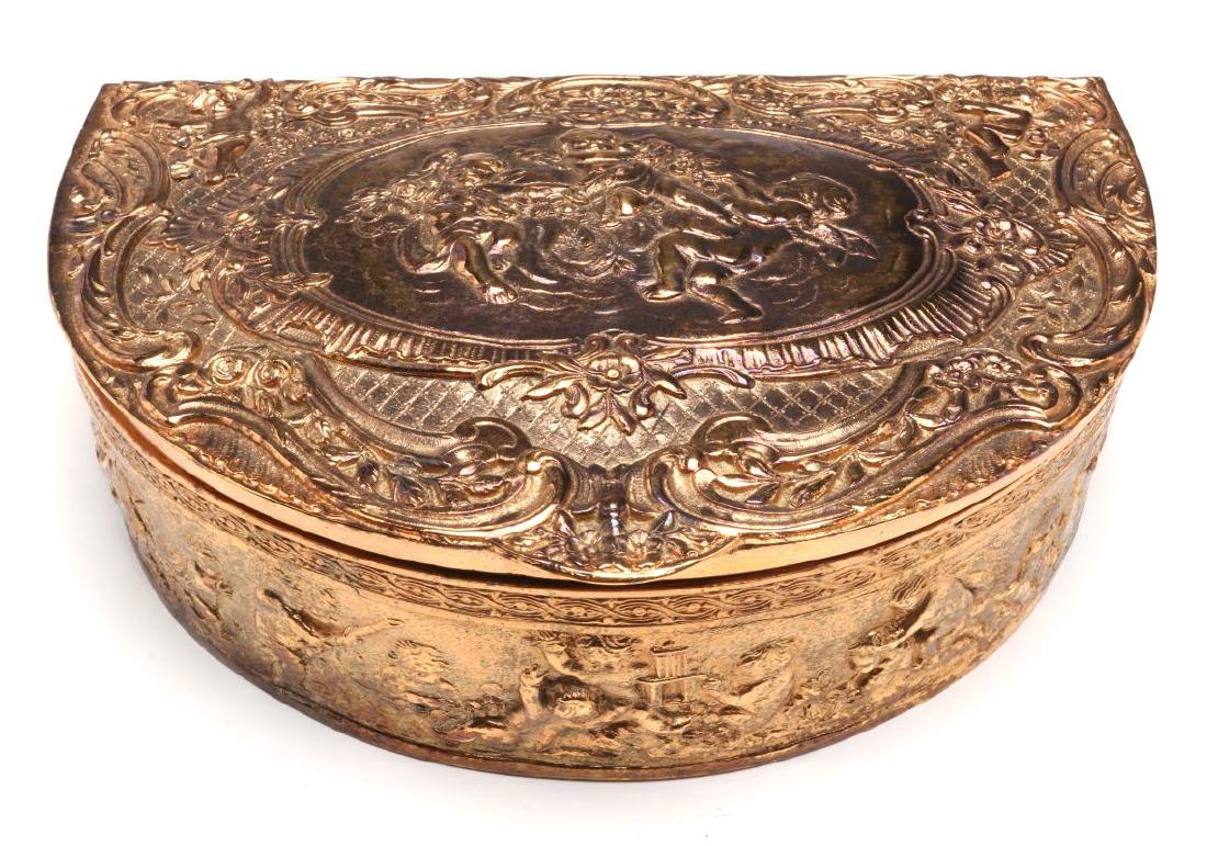 A FRENCH DEMILUNE FORM GILT SILVER PLATED BOX (1 of 8)