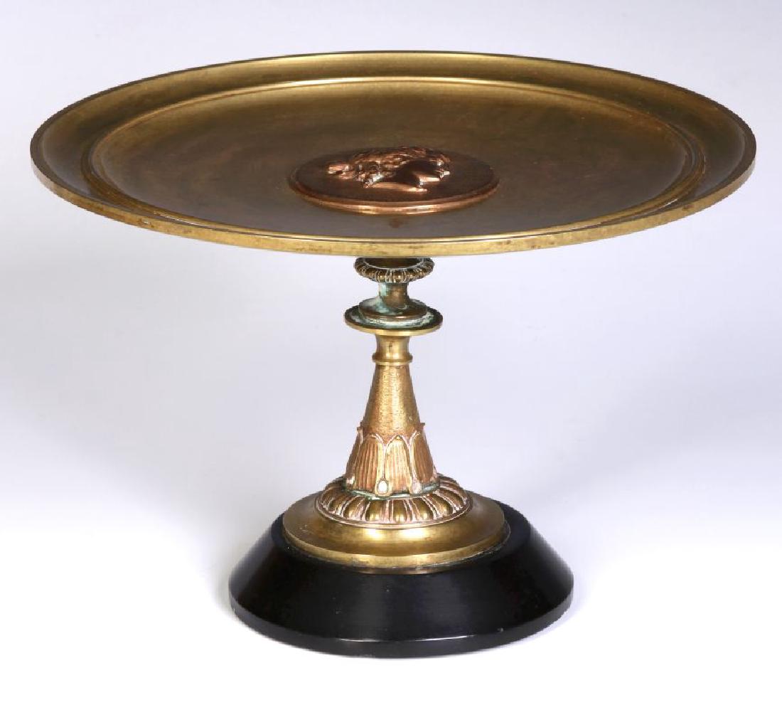 A 19TH CENTURY CLASSICAL BRONZE AND SLATE TAZZA (1 of 5)