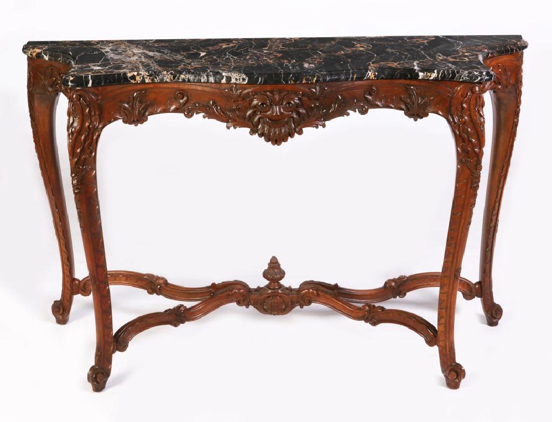 A LOUIS XV STYLE HIGHLY CARVED WALNUT CONSOLE (1 of 9)