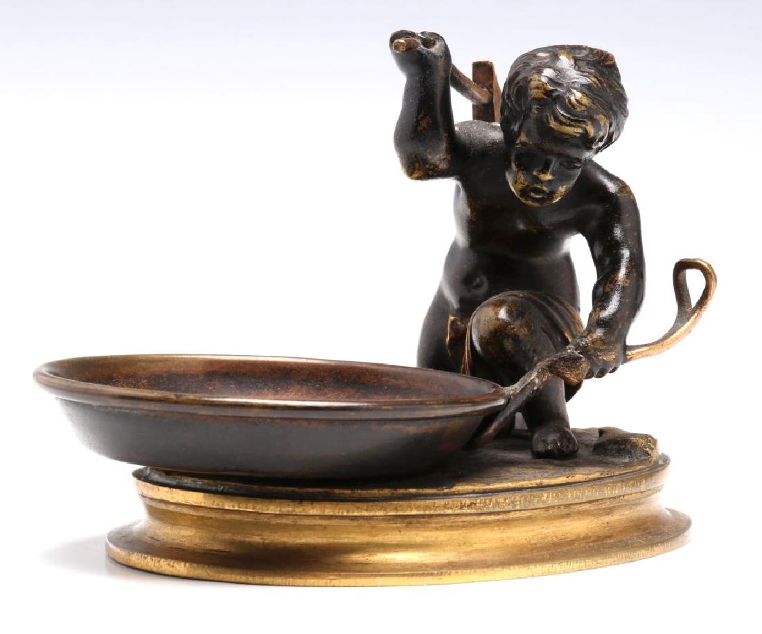A SMALL 19TH CENTURY CABINET BRONZE OF CUPID BLACKSMITH (1 of 9)