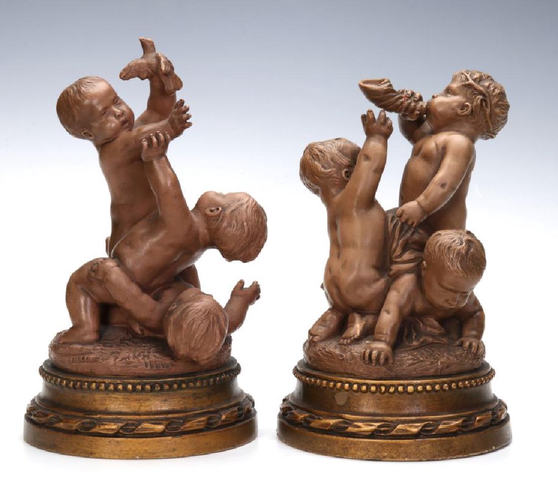EARLY 20TH C FRENCH TERRA COTTA CUPIDS AFTER FALCONET (1 of 9)