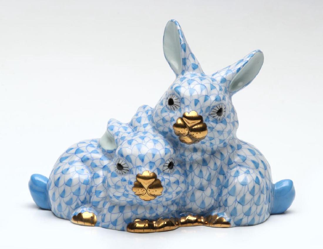 HEREND PORCELAIN BLUE FISHNET FIGURE (1 of 9)