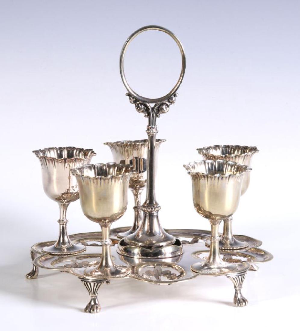 AN EARLY 20TH CENTURY SILVER PLATED EGG CRUET (1 of 8)
