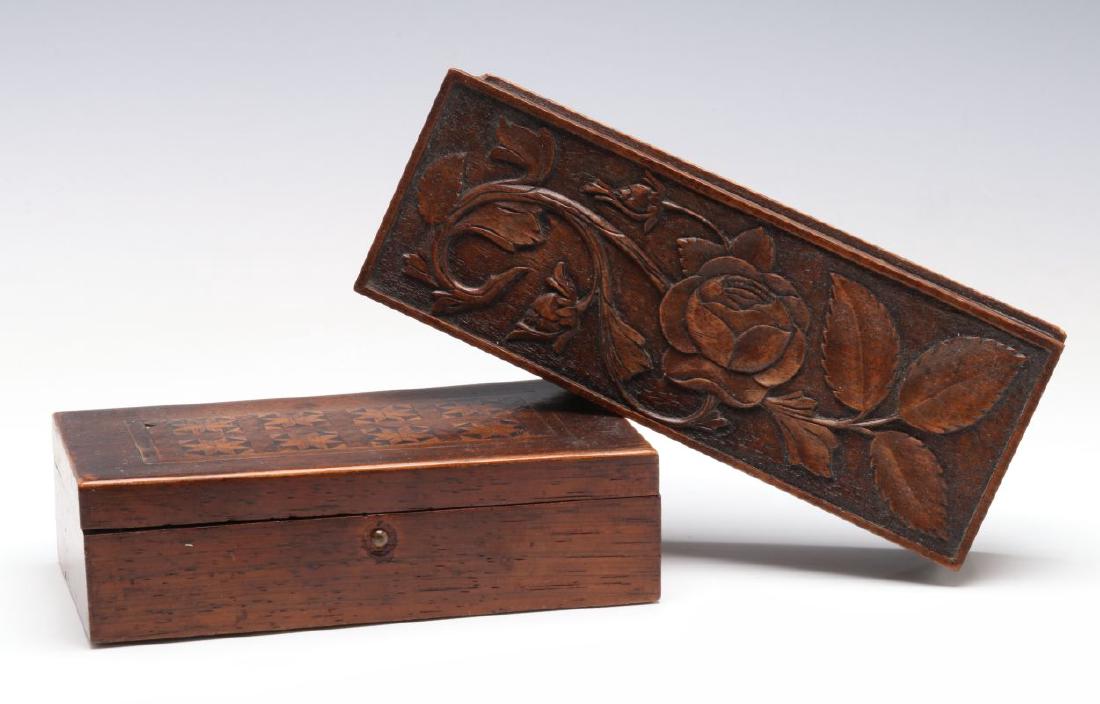 CIRCA 1900 CARVED AND INLAID BOXES (1 of 7)