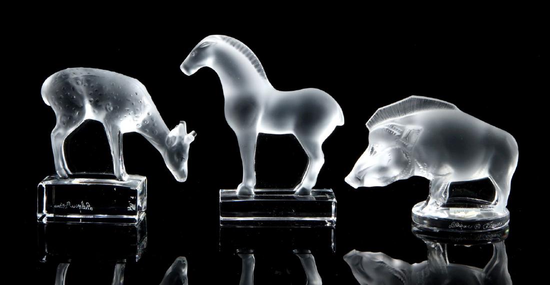 THREE LALIQUE CRYSTAL ANIMAL FIGURES (1 of 8)