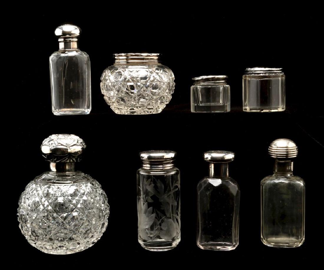 EIGHT STERLING SILVER TOPPED DRESSER JARS (1 of 7)