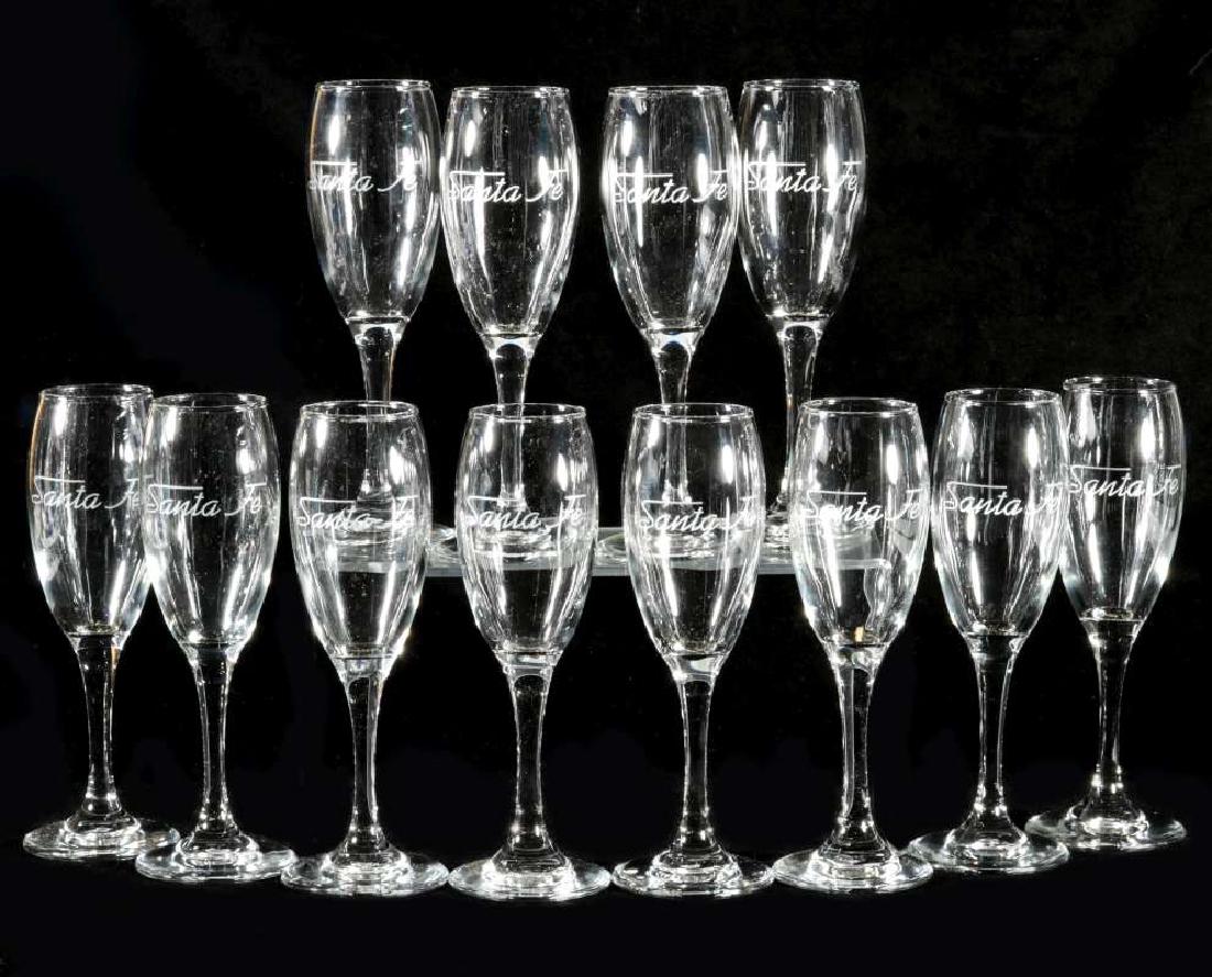 TWELVE AT&SF SANTA FE ETCHED LOGO CHAMPAGNE FLUTES (1 of 9)
