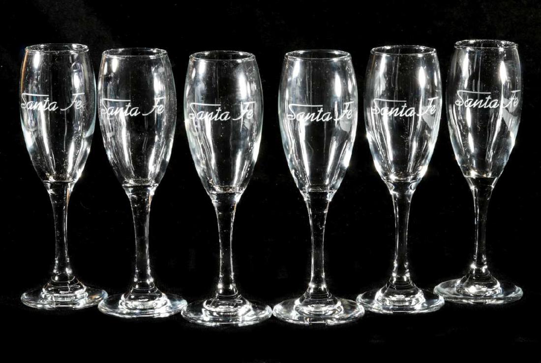 SIX AT&SF SANTA FE RR ETCHED LOGO CHAMPAGNE FLUTES (1 of 7)