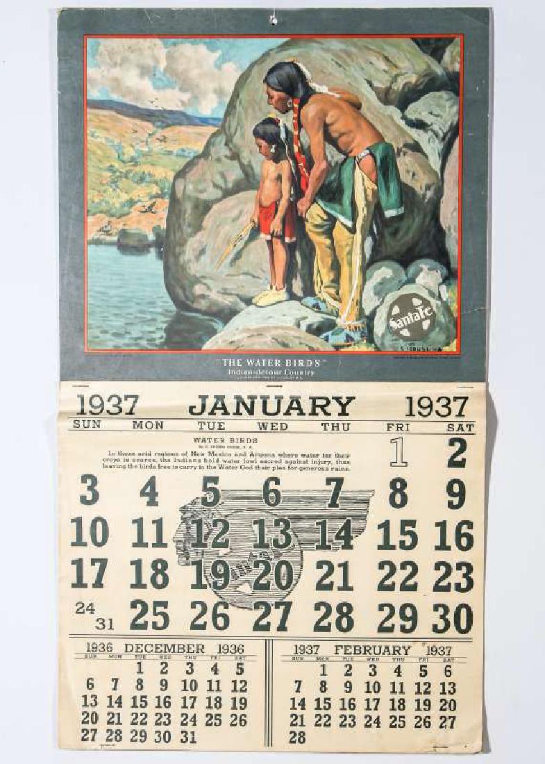 1937 SANTA FE RR E.I. COUSE CALENDAR WITH FULL PAD (1 of 7)
