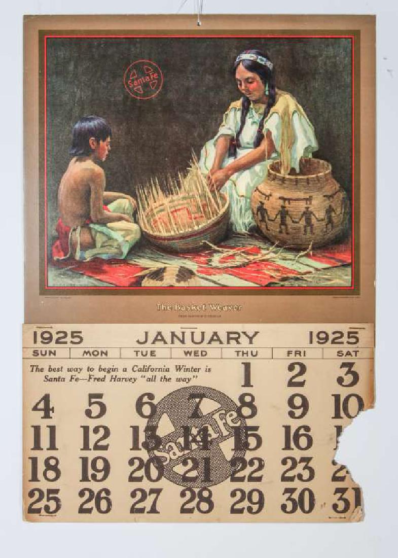 1925 SANTA FE RR E.I. COUSE CALENDAR WITH FULL PAD (1 of 10)