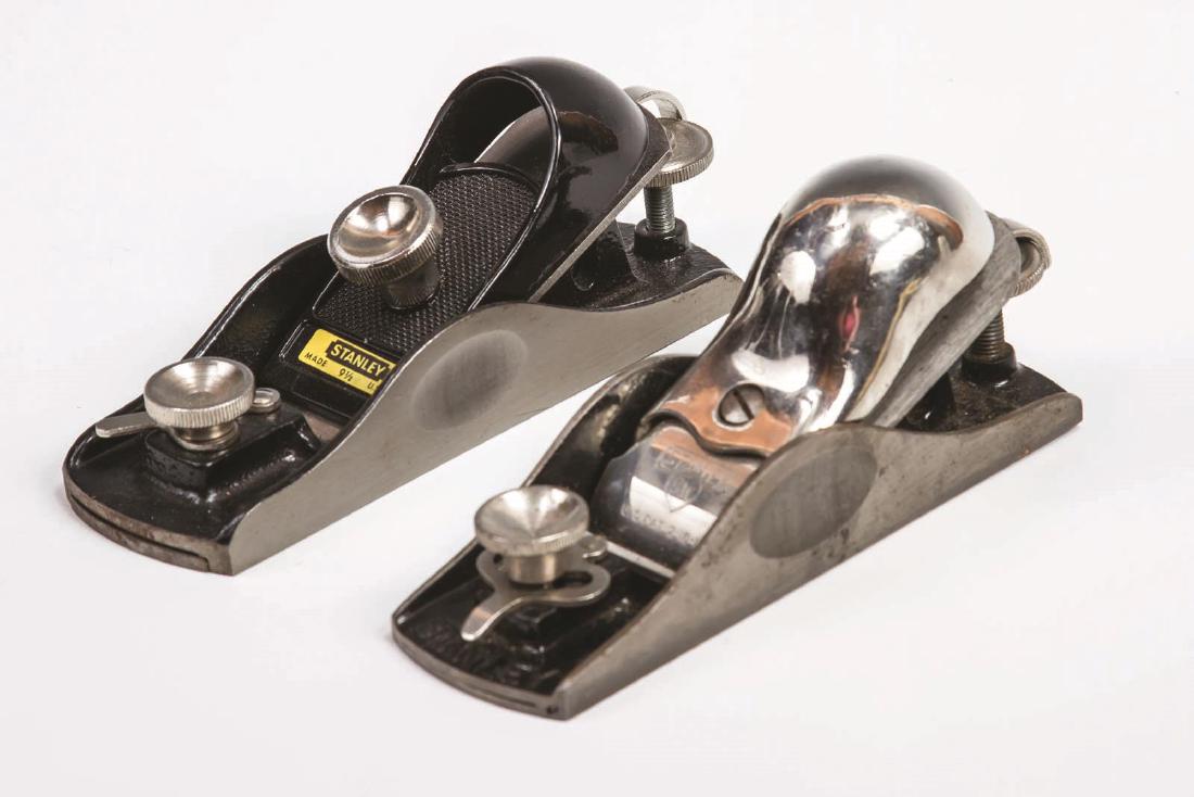 TWO STANLEY NO. 9-1/2 BLOCK PLANES: Smooth sole plates, one with a Sweetheart blade. Measure 6 inches. We happily provide seamless in-house packing and shipping services on nearly everything we sell.