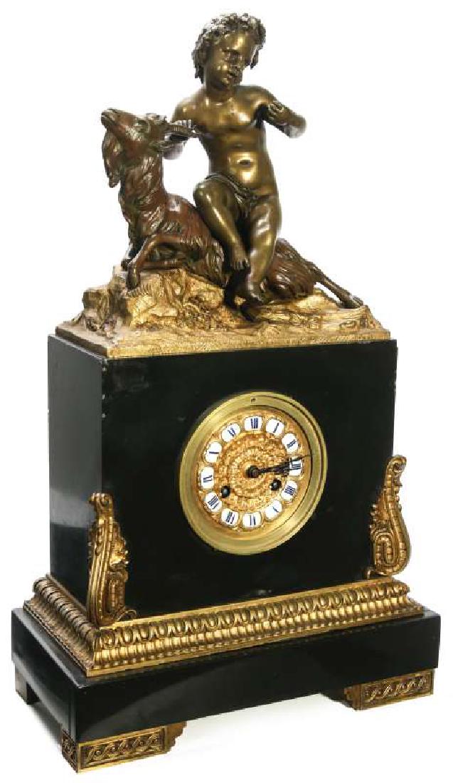 A 19TH C. GILT AND PATINATED BRONZE STATUE CLOCK (1 of 10)