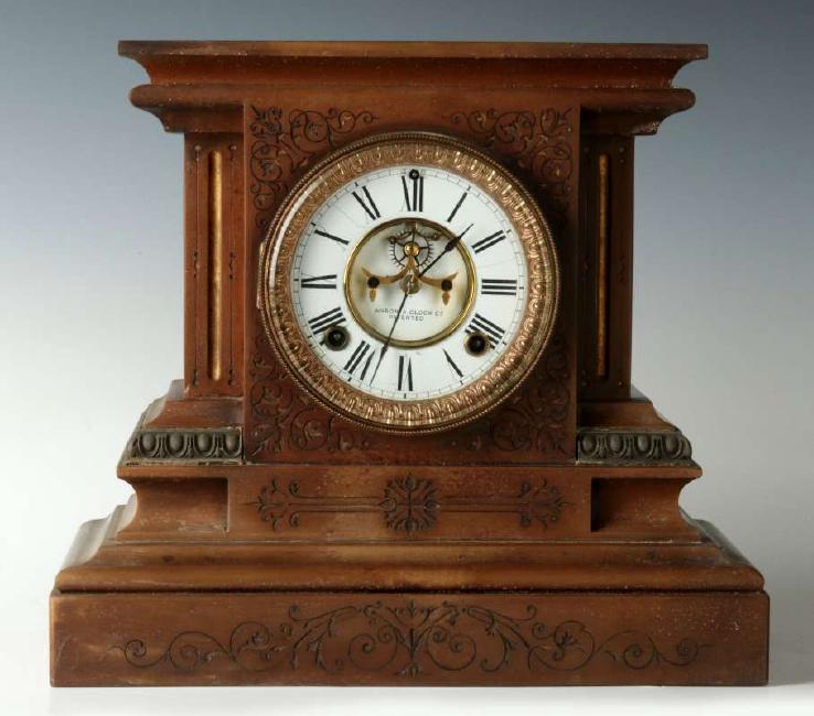 AN ANSONIA ‘MARBLEITE NO. 4’ MANTEL CLOCK