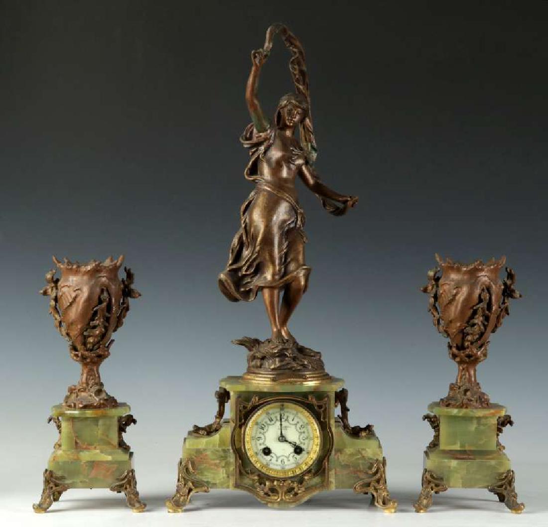 AFTER AUGUSTE MOREAU (1834-1917) FRENCH CLOCK SET (1 of 11)