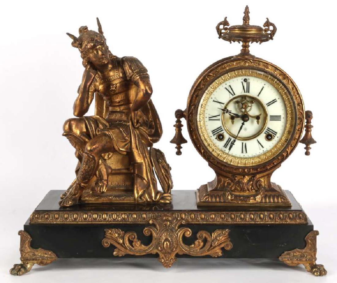 A GOOD, ORIGINALANSONIA 'MERCURY' STATUE CLOCK (1 of 13)