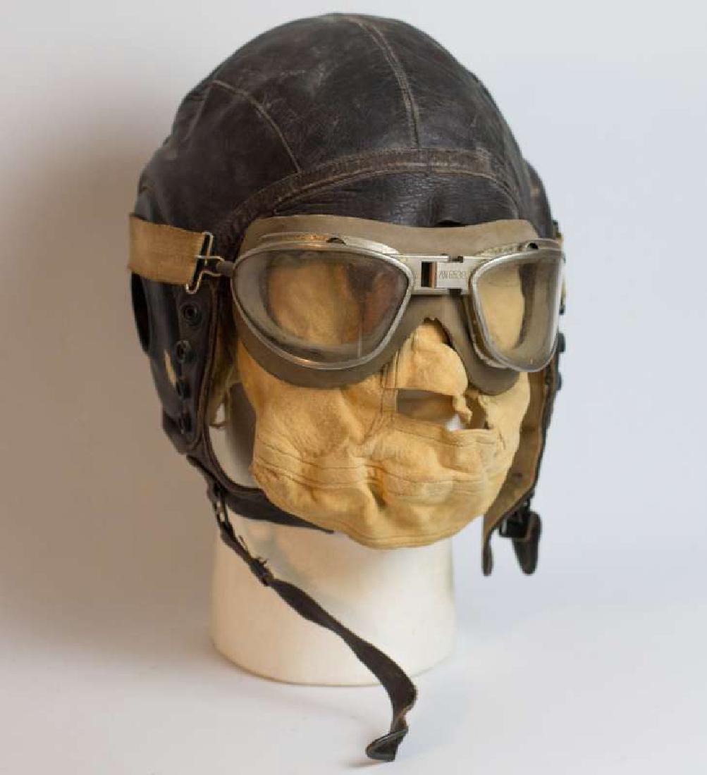 WWII US AAF A-11 FLIGHT HELMET, GOGGLES, FACE MASK (1 of 5)