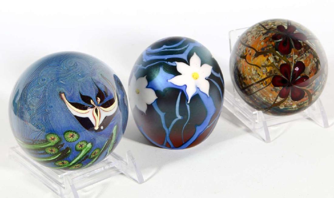 THREE 20TH CENTURY STUDIO GLASS PAPERWEIGHTS (1 of 8)
