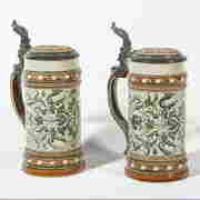 TWO MATCHING METTLACH MOSAIC 1/2 LITER STEINS (1 of 11)