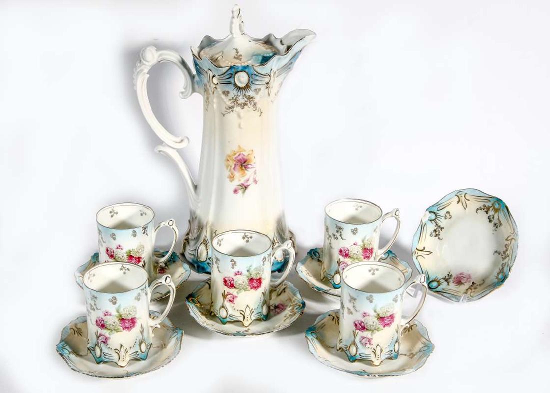 RS PRUSSIA CHOCOLATE SET WITH IRIDIESCENT 'JEWELS' (1 of 15)