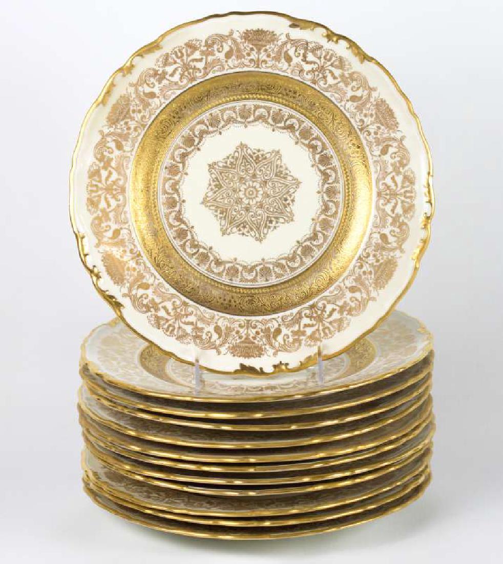 TWELVE EPIAG CORONET GOLD ENCRUSTED SERVICE PLATES (1 of 6)