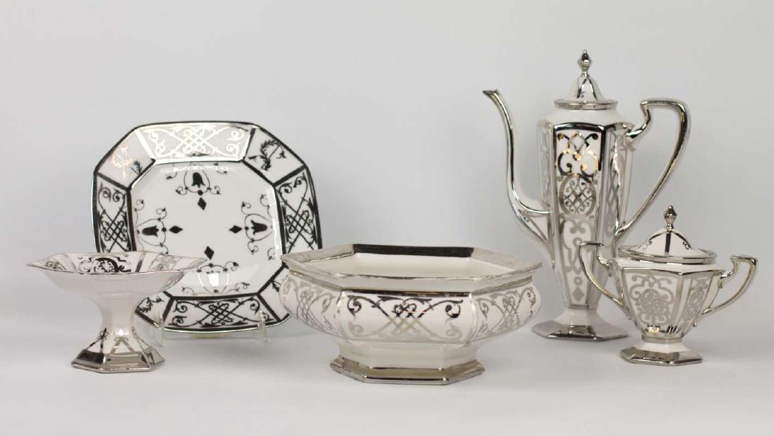 A PICKARD CHINA PLATINUM DECORATED COFFEE SET (1 of 7)