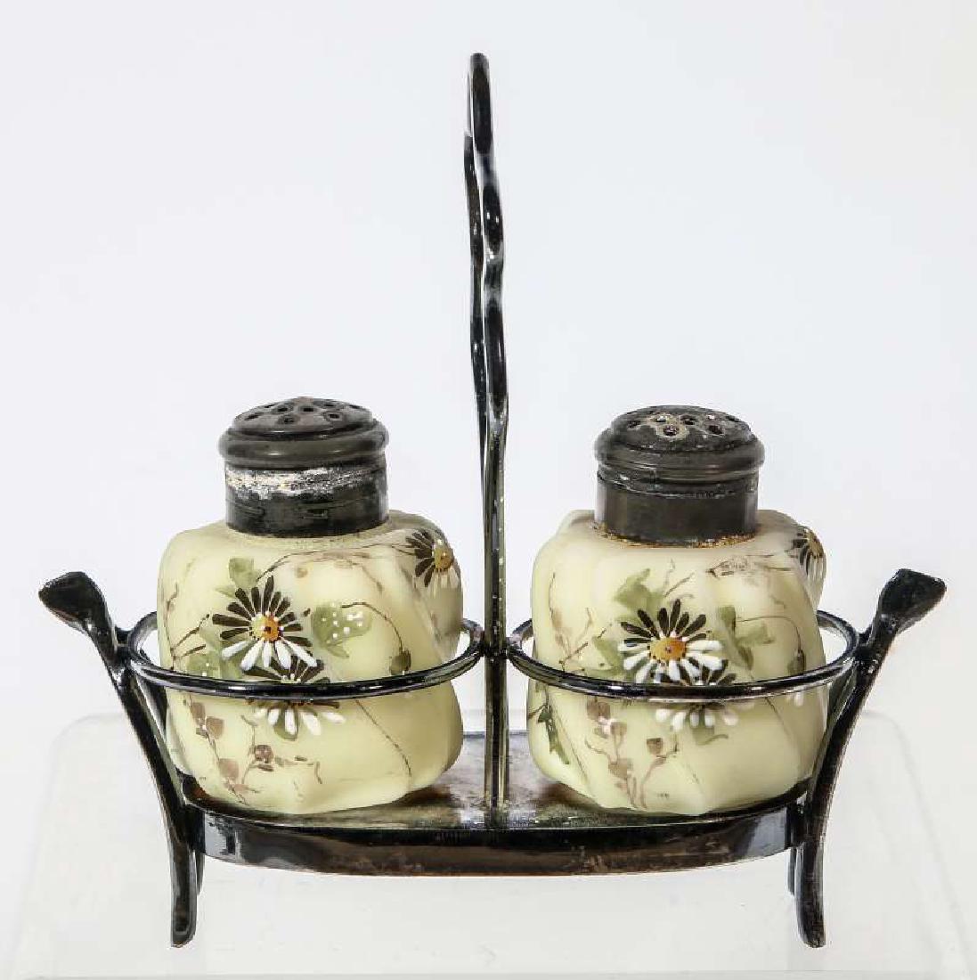 MT. WASHINGTON DECORATED OPAQUE GLASS SHAKERS (1 of 10)